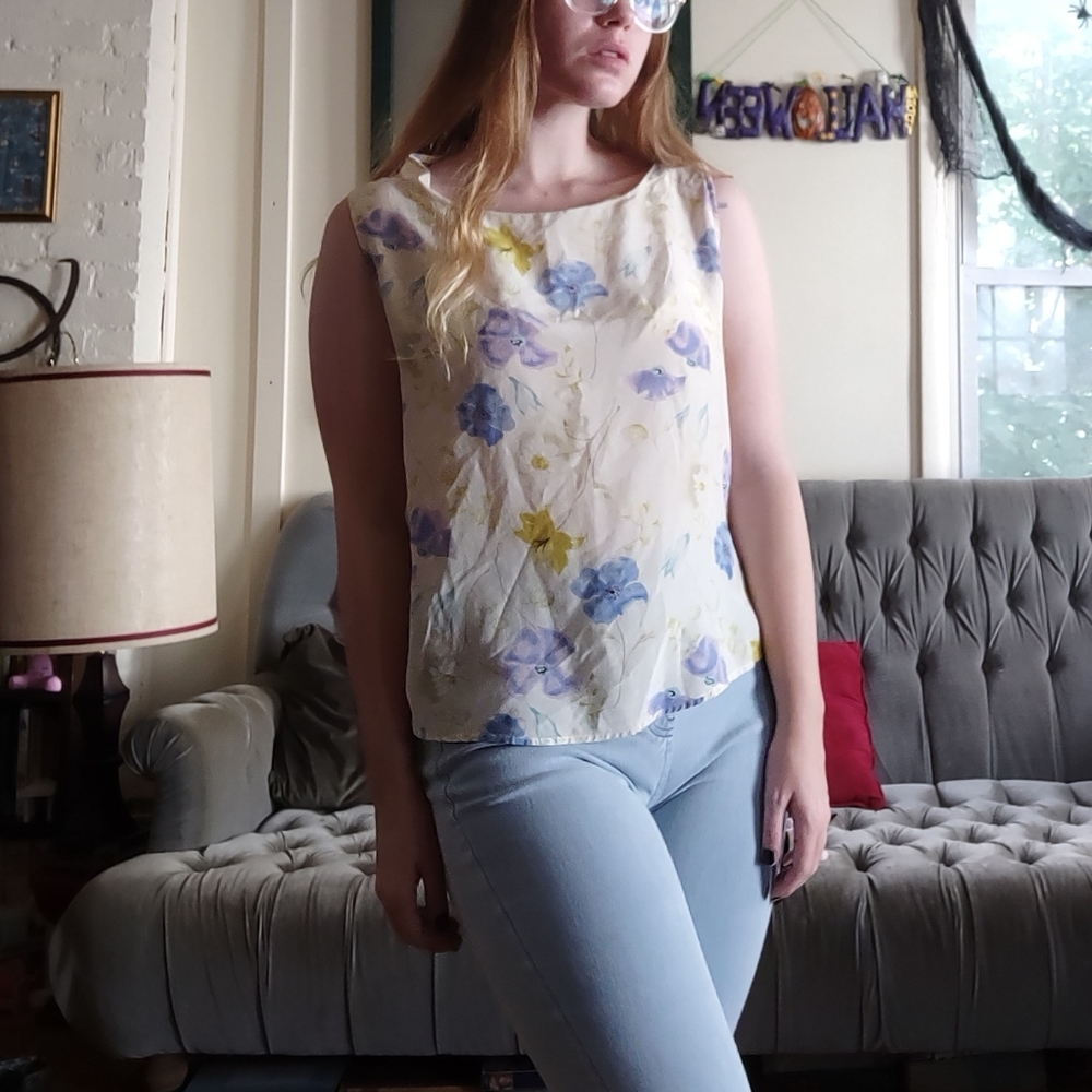 100% silk floral top